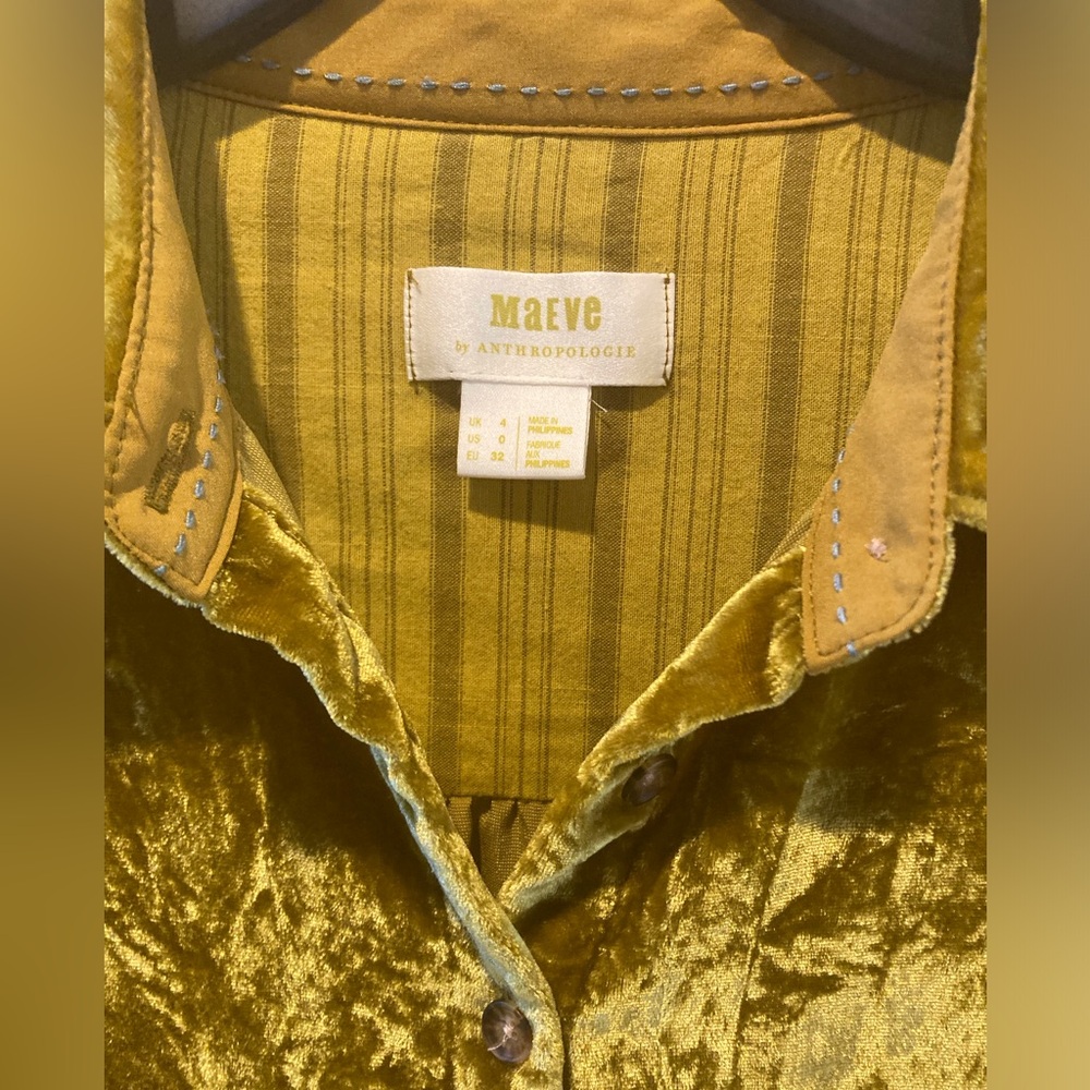 Maeve Anthropologie Burnout Crushed Velour Gold Boho Whimsigoth Festival WM SZ 0 - Picture 3 of 14